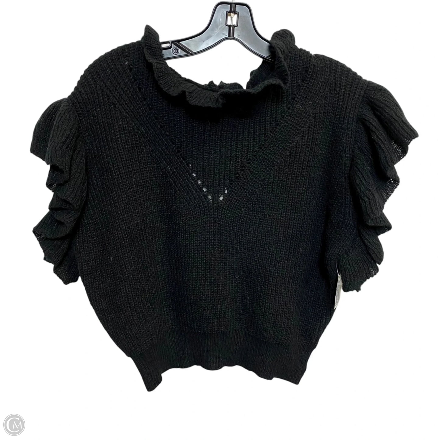 Sweater Short Sleeve By Endless Blu In Black, Size: L