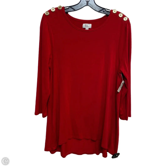 Top 3/4 Sleeve By Kim Rogers In Red, Size: M