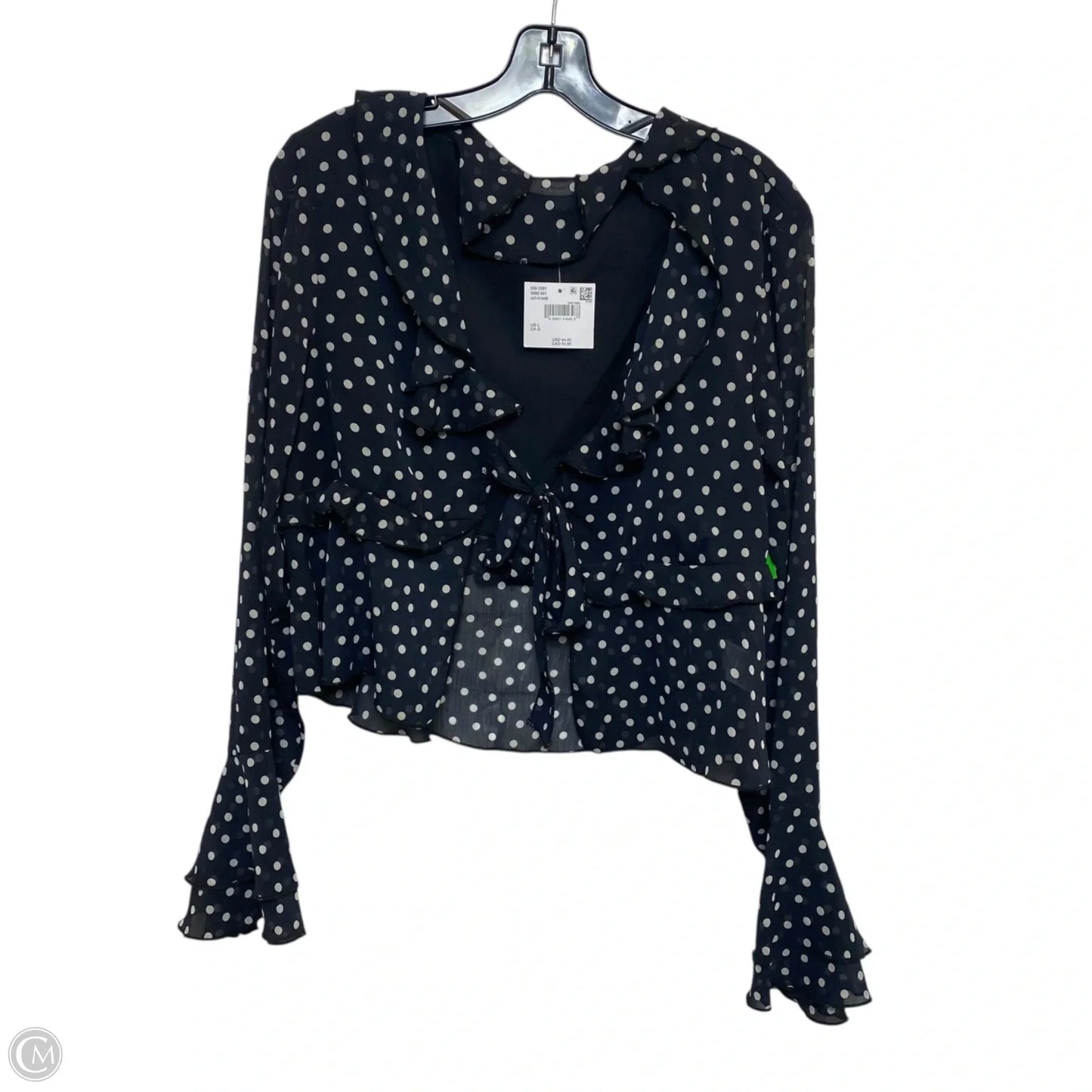 Top Long Sleeve By American Eagle In Black & White, Size: L