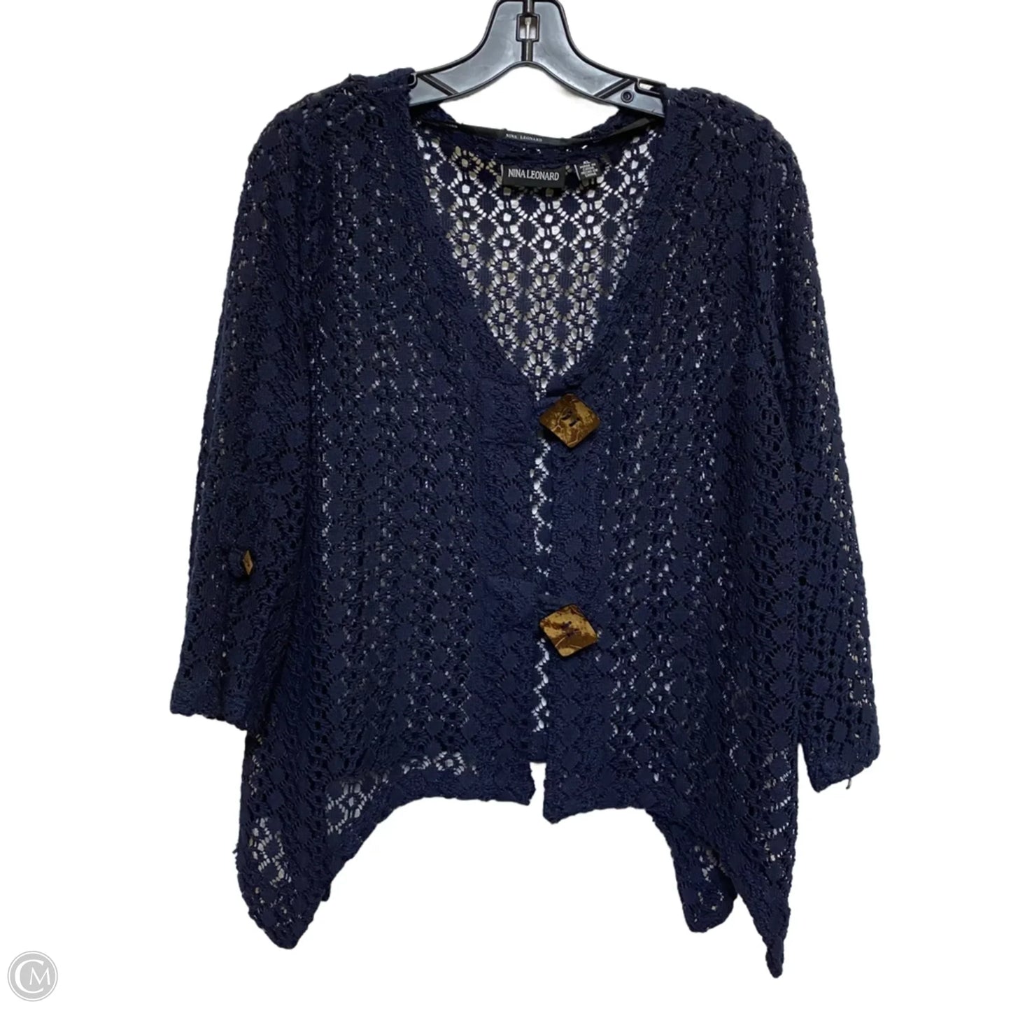 Cardigan By Nina Leonard In Navy, Size: Xl