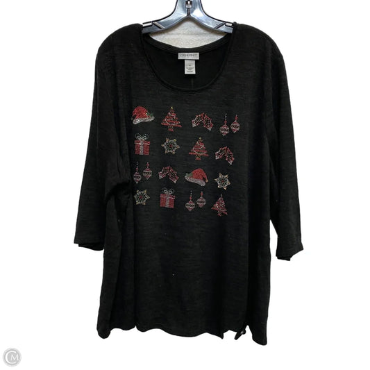 Top 3/4 Sleeve By Catherines In Grey, Size: 3x