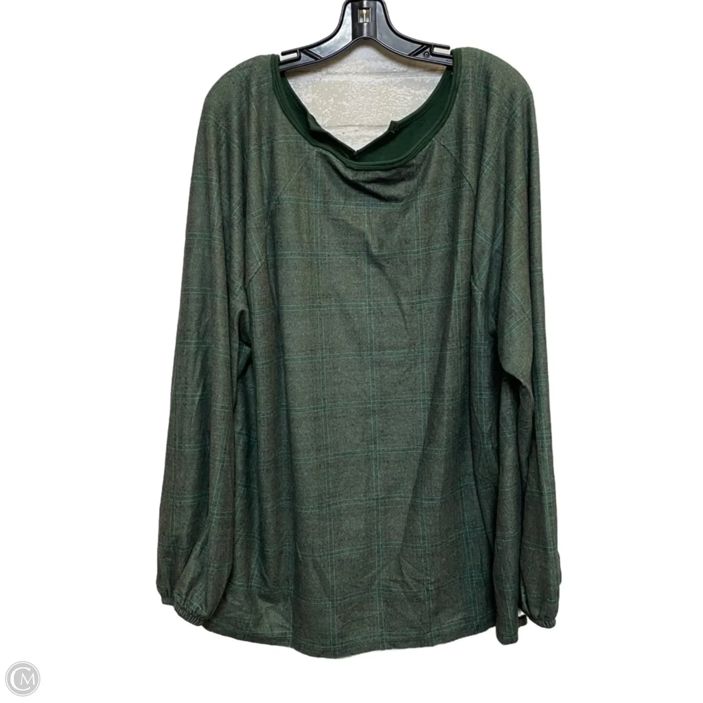 Top Long Sleeve By Cato In Green, Size: 4x