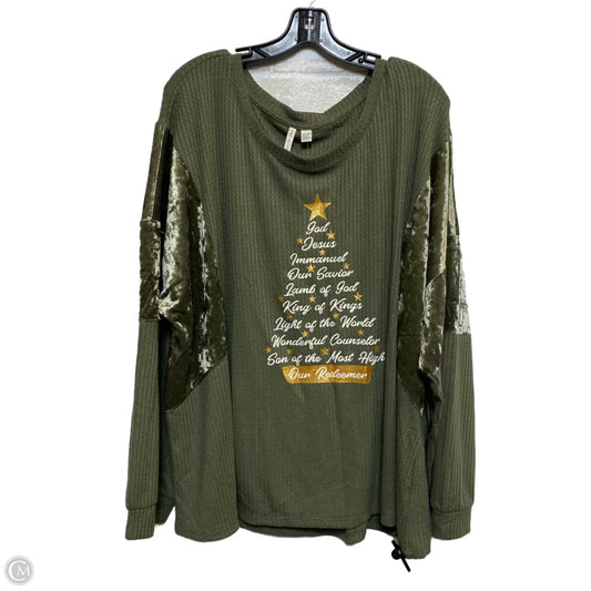 Top Long Sleeve By Cato In Green, Size: 4x