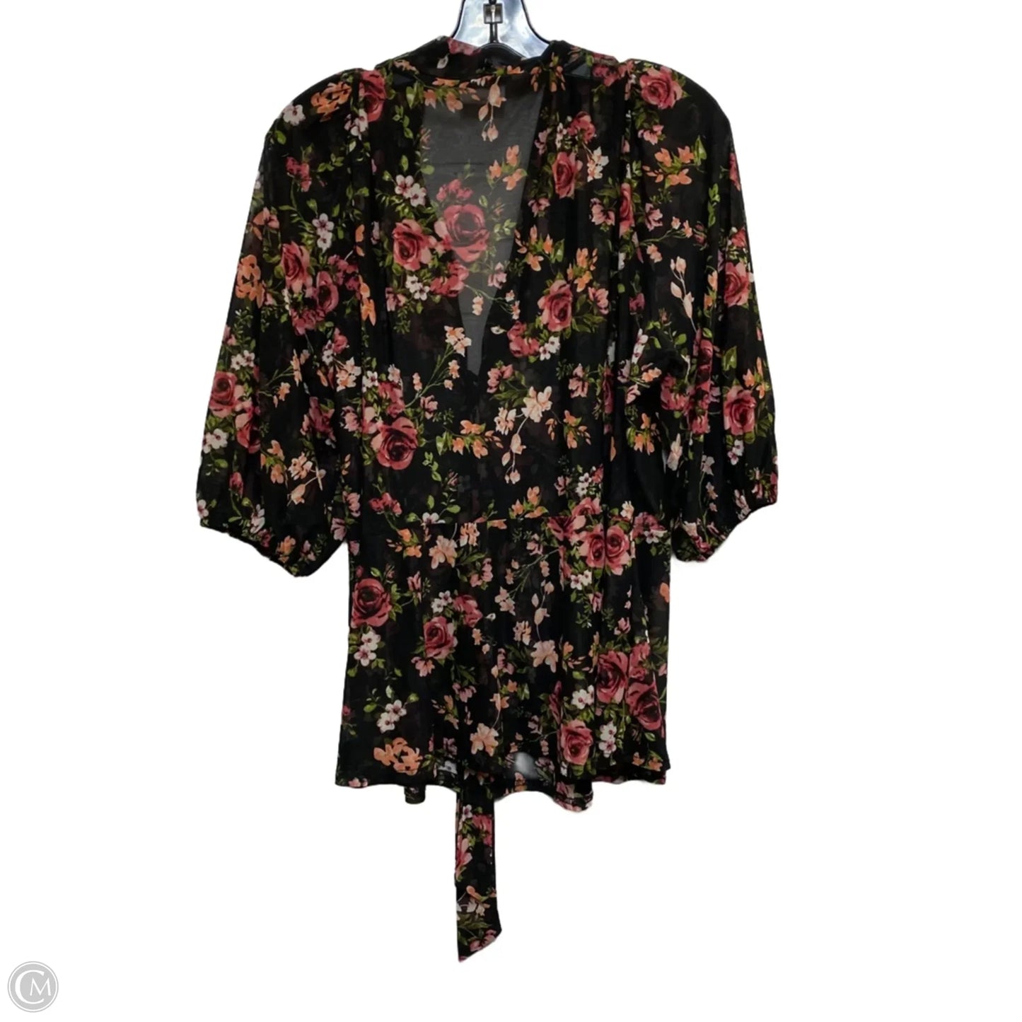 Top 3/4 Sleeve By Siren Lily In Black & Pink, Size: 1x