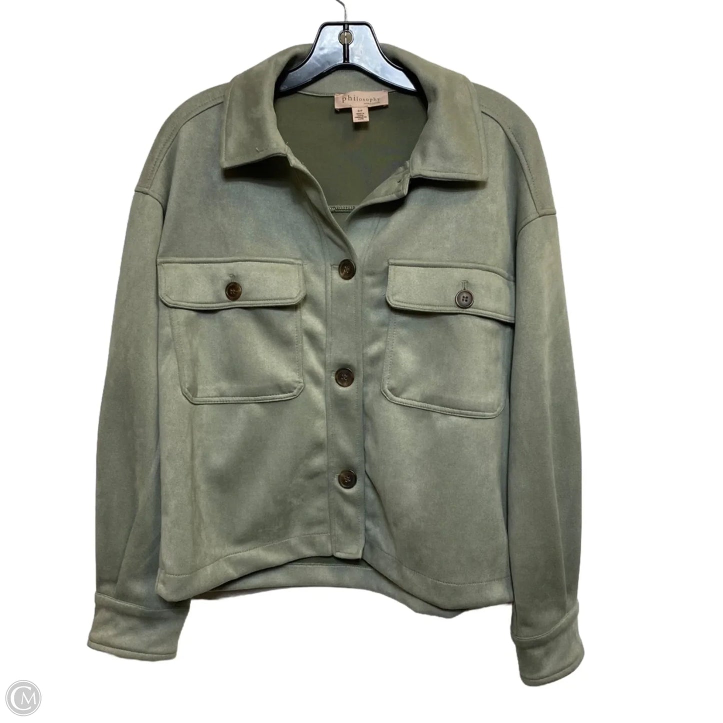 Jacket Shirt By Philosophy In Green, Size: S
