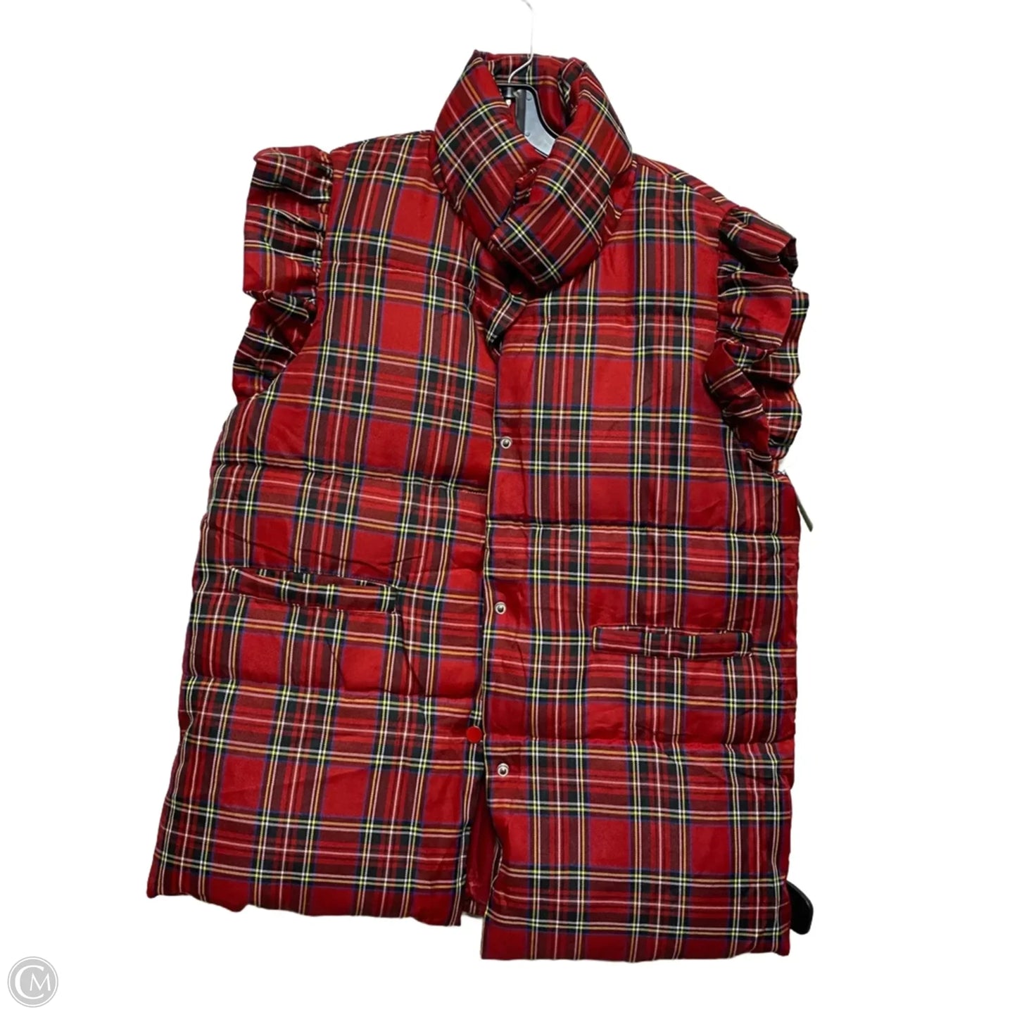 Vest Puffer & Quilted By Cmf In Plaid Pattern, Size: S