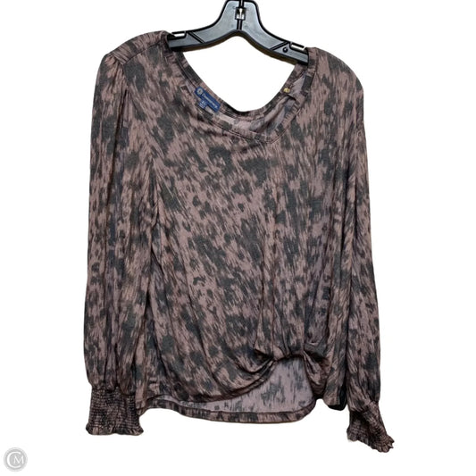 Top Long Sleeve By Democracy In Grey & Pink, Size: Xl