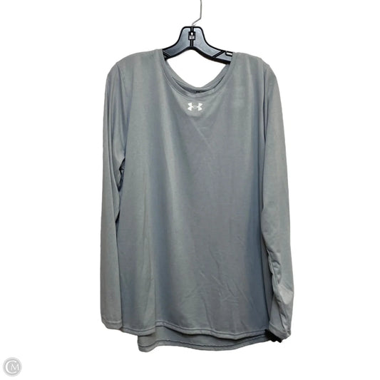 Athletic Top Long Sleeve Crewneck By Under Armour In Grey, Size: 2x