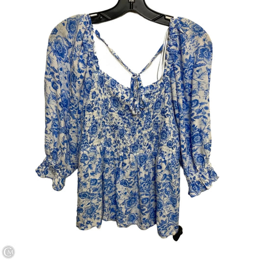 Top 3/4 Sleeve By Crown And Ivy In Blue & White, Size: M