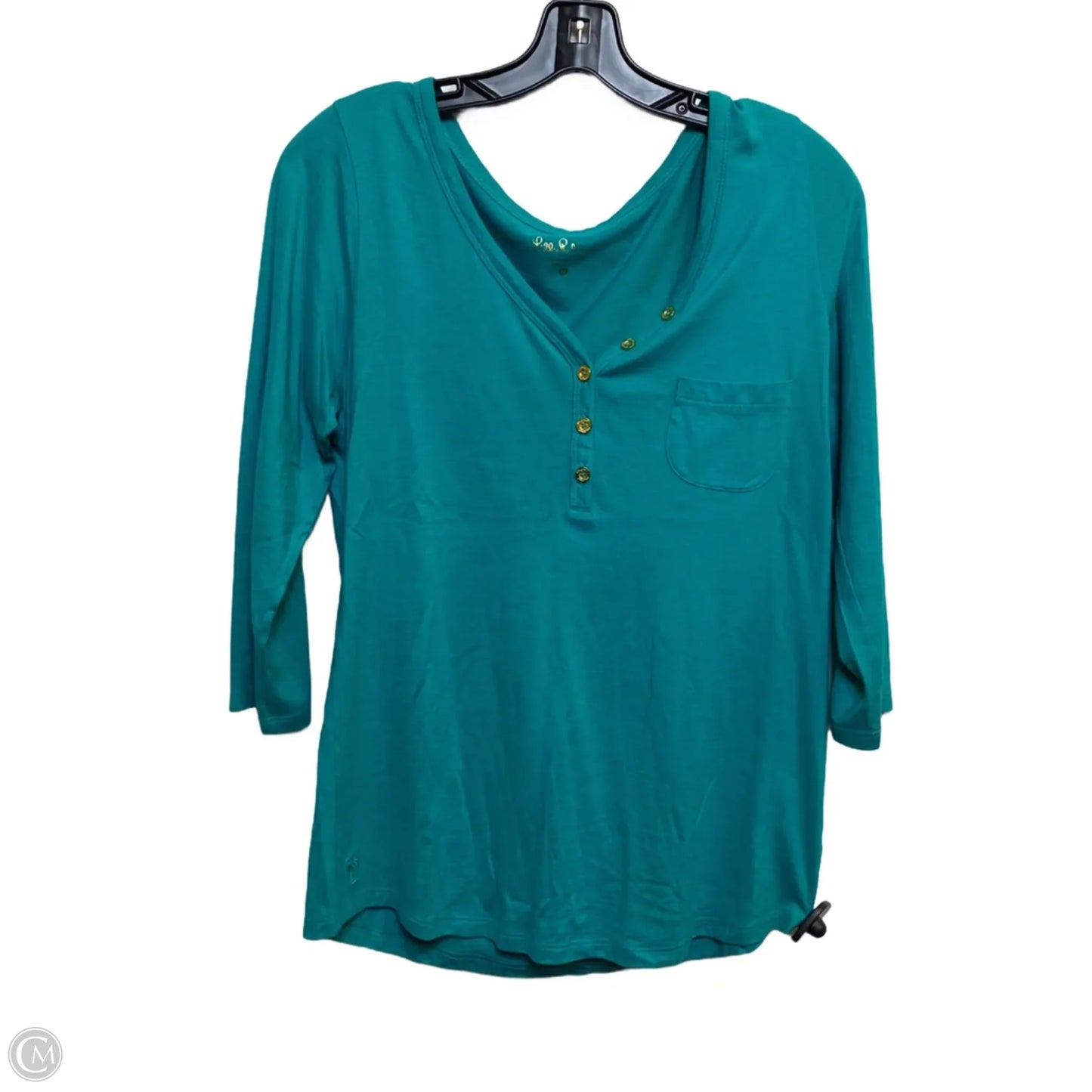 Top 3/4 Sleeve Designer By Lilly Pulitzer In Green, Size: M