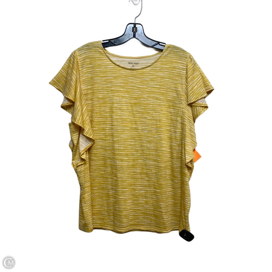 Top Sleeveless By Nine West Apparel In White & Yellow, Size: Xl