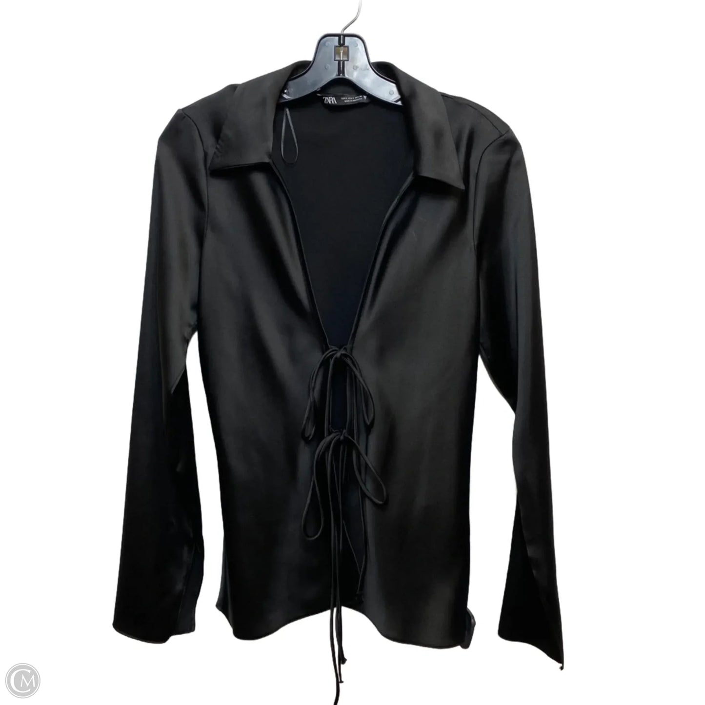 Top Long Sleeve By Zara In Black, Size: S