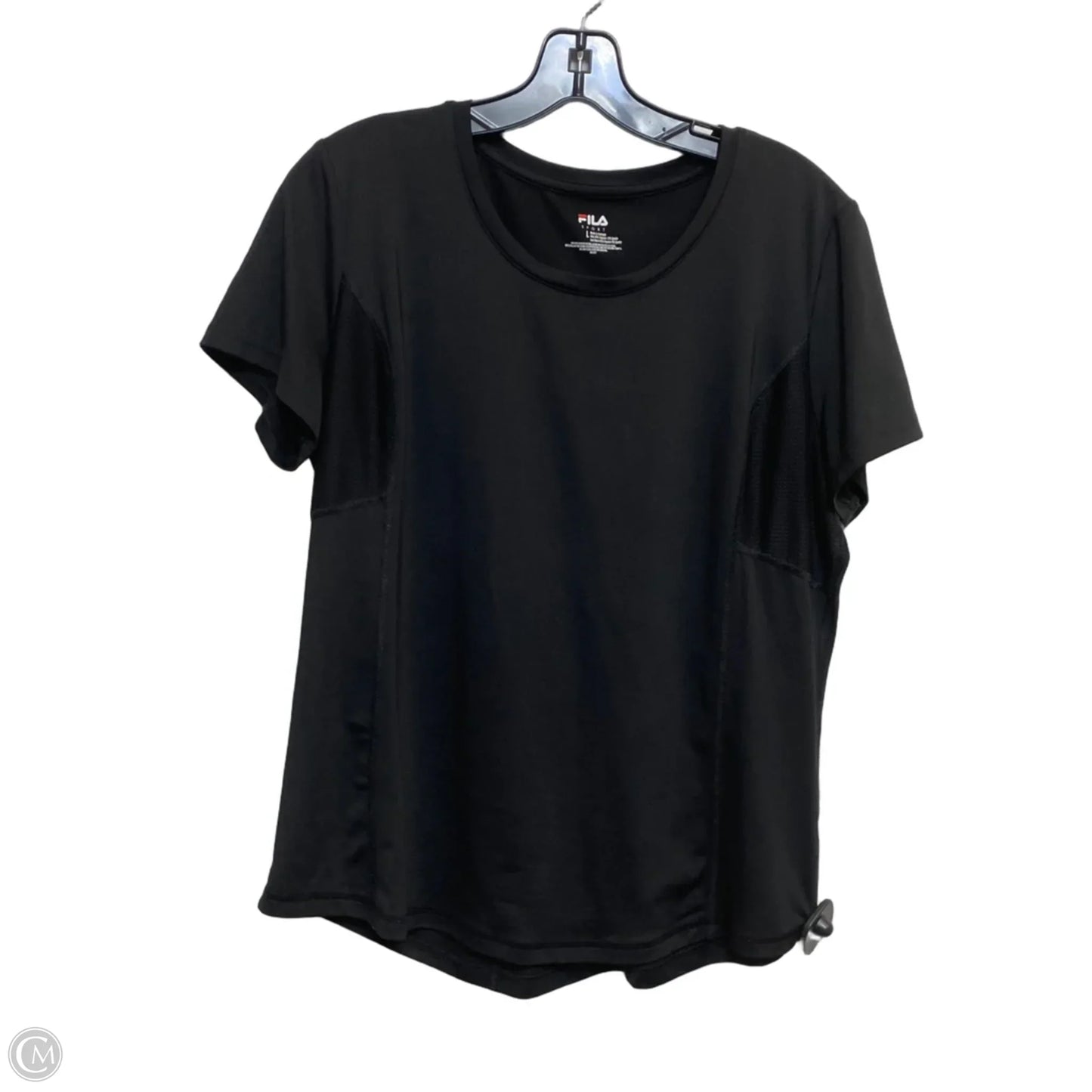 Athletic Top Short Sleeve By Fila In Black, Size: S