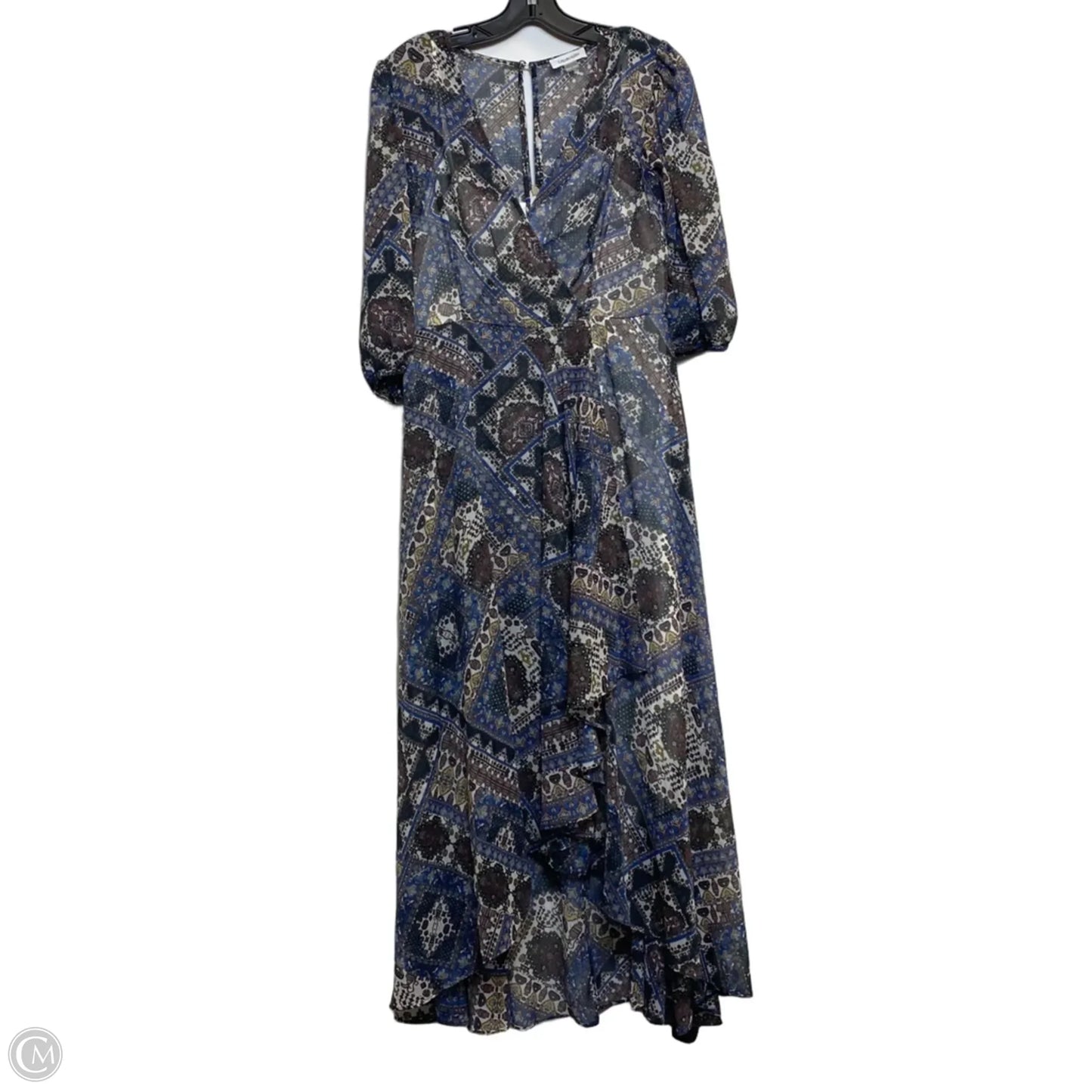 Dress Casual Maxi By Calvin Klein In Blue & White, Size: M