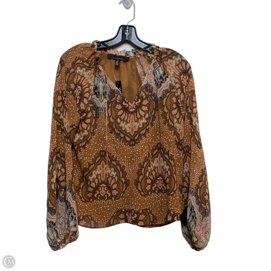 Blouse Long Sleeve By White House Black Market In Brown & Pink, Size: Xs