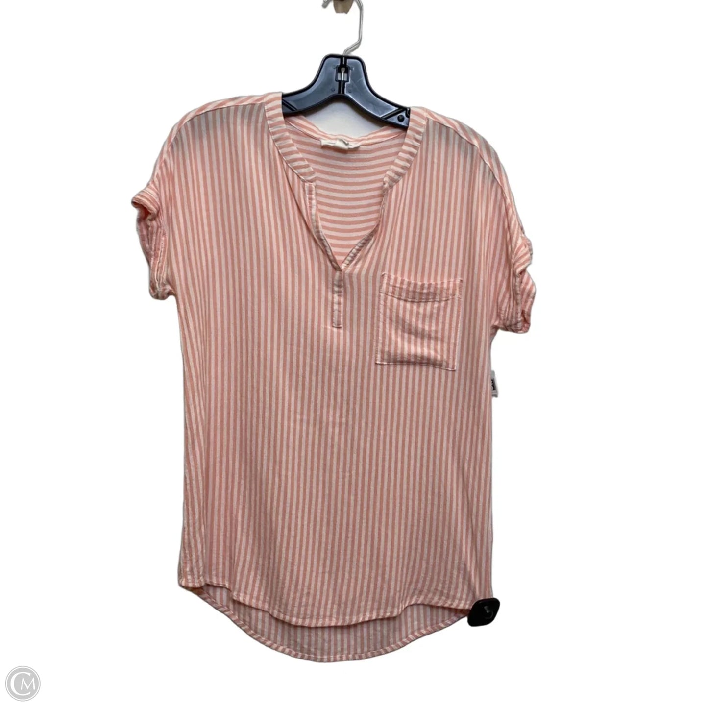Top Short Sleeve By Beachlunchlounge In Pink & White, Size: S