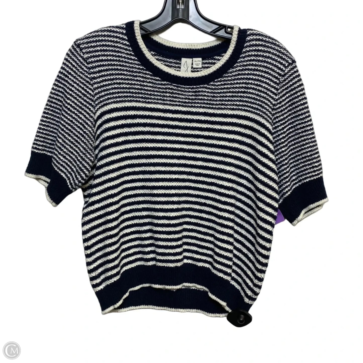 Top Short Sleeve By Joie In Blue & Cream, Size: Xl
