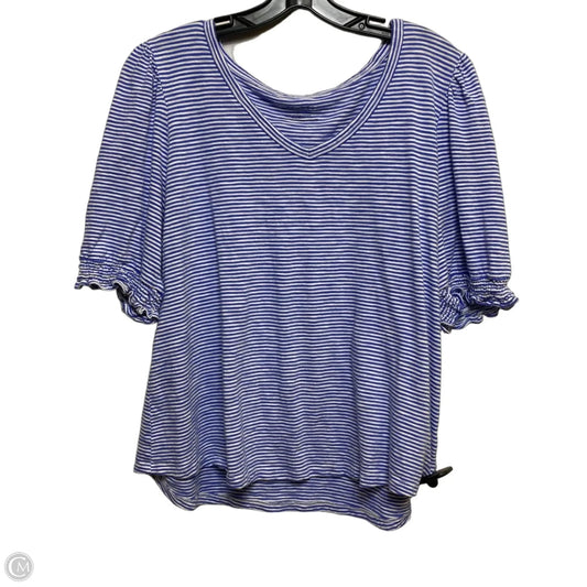 Top Short Sleeve By Talbots In Blue & White, Size: Xl