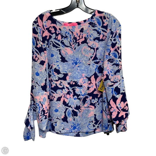Blouse Designer By Lilly Pulitzer In Blue & Pink, Size: S