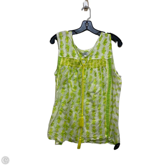 Top Sleeveless By Crown And Ivy In Green & Yellow, Size: 2x