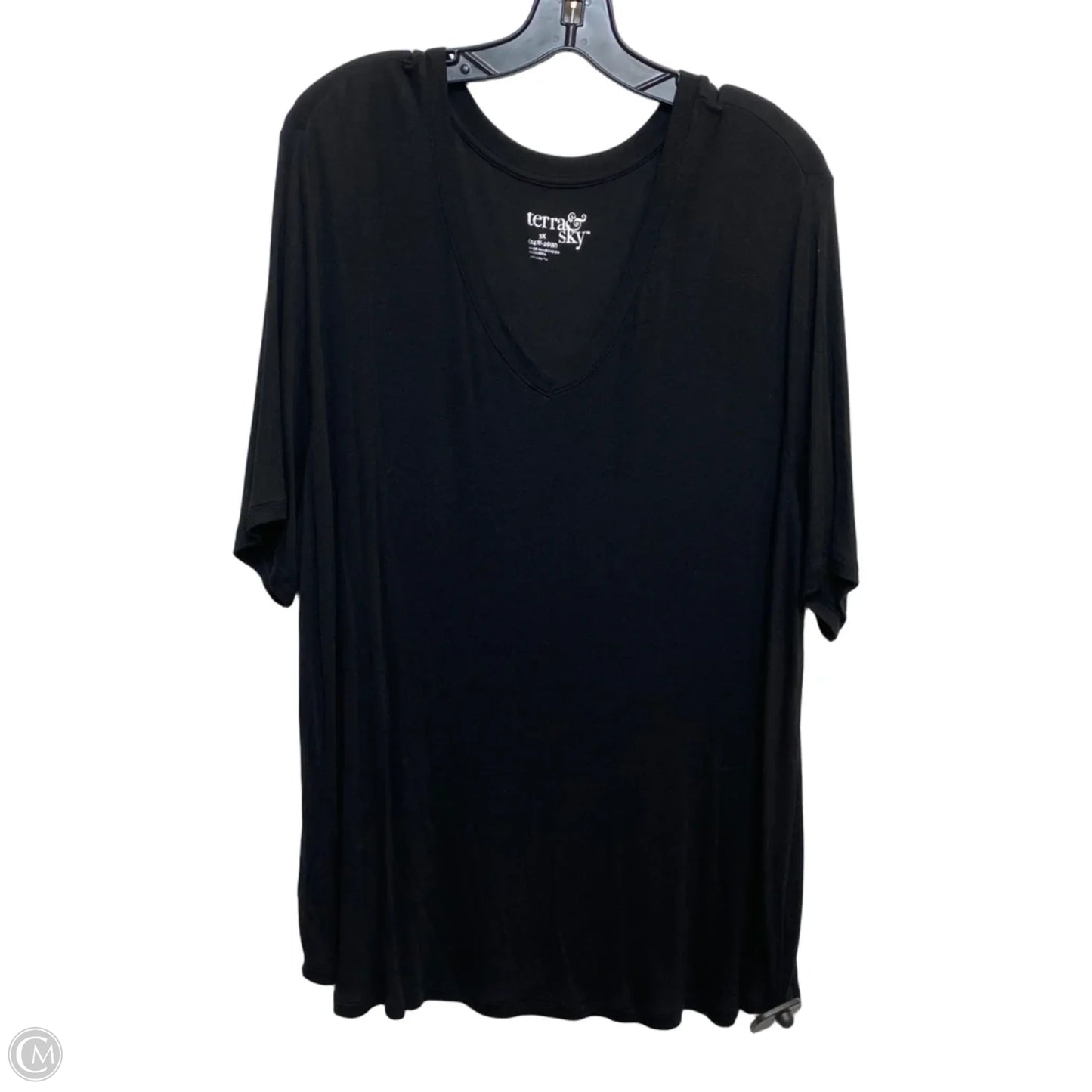 Top Short Sleeve Basic By Terra & Sky In Black, Size: 3x