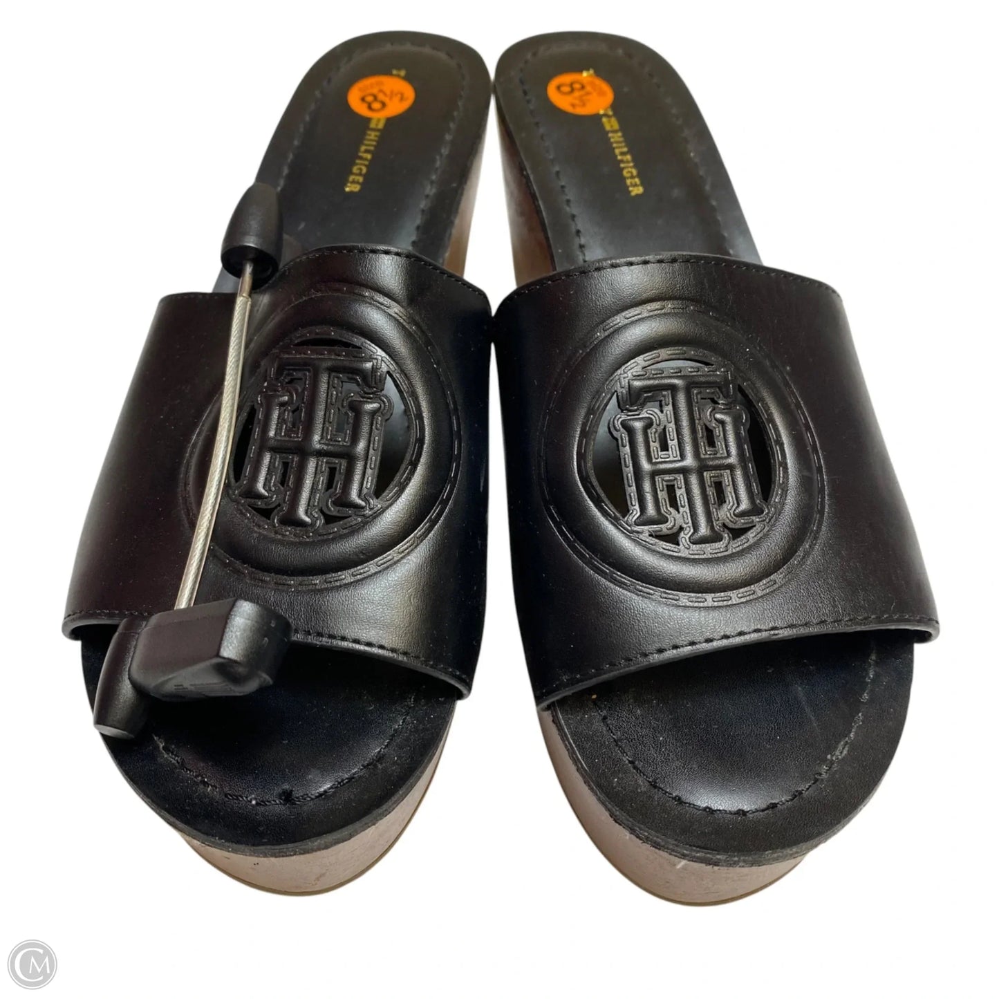 Sandals Heels Wedge By Tommy Hilfiger In Black, Size: 8.5