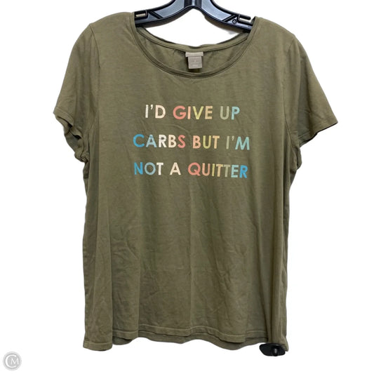 Top Short Sleeve By Chicos In Green, Size: L