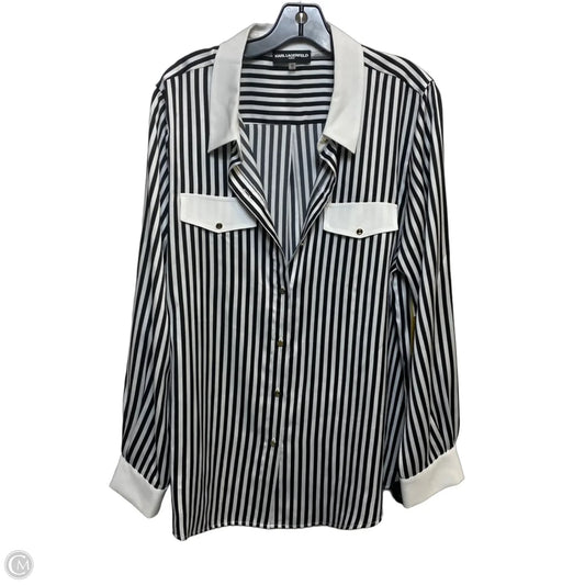 Top Long Sleeve Designer By Karl Lagerfeld In Black & White, Size: Xl