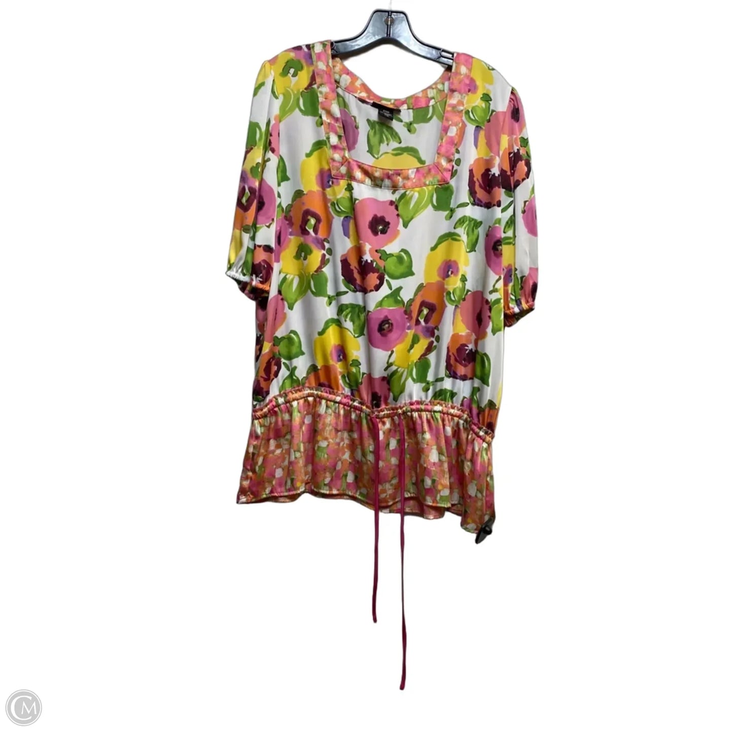 Top Short Sleeve By Apostrophe In Floral Print, Size: Xl