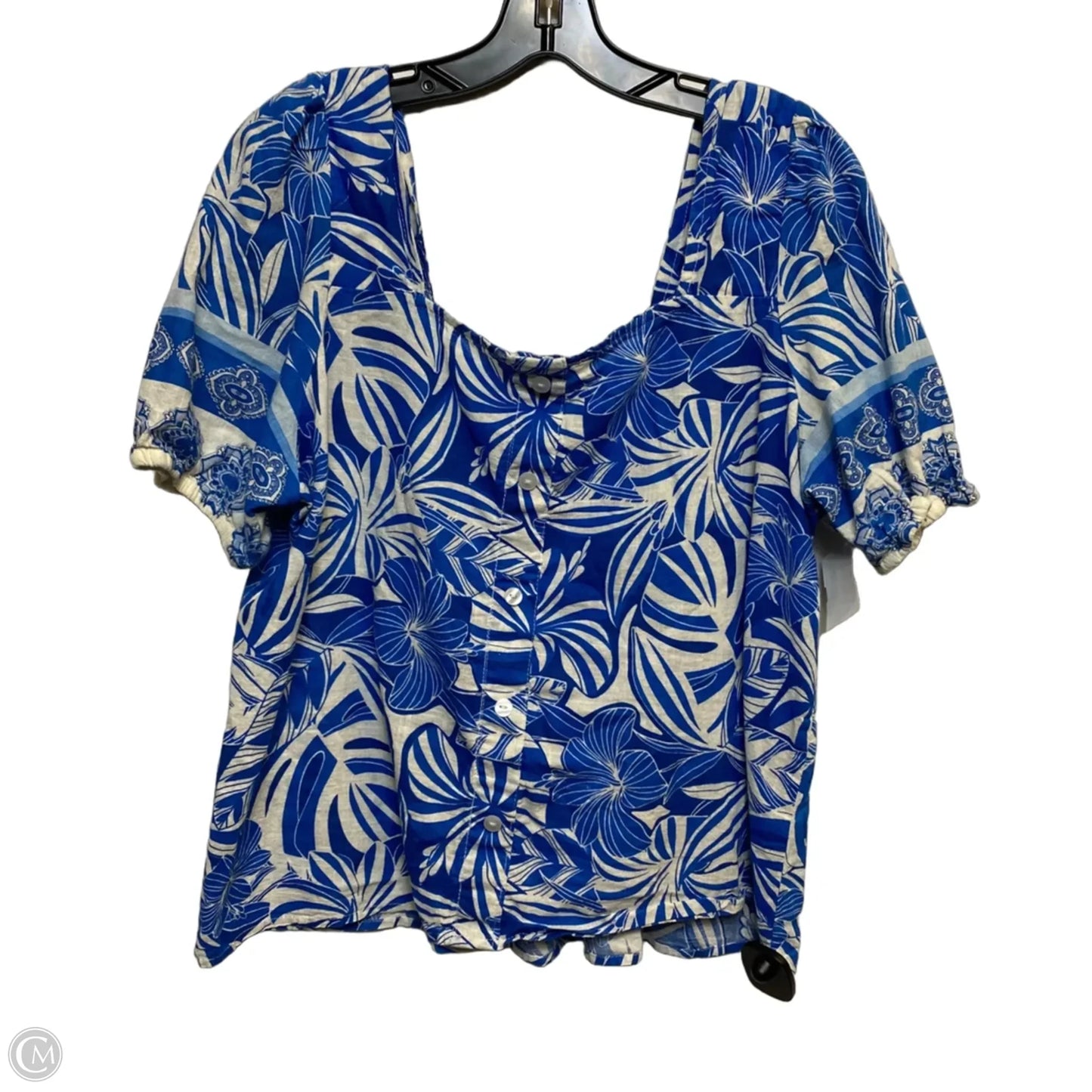 Top Sleeveless By Cato In Blue & White, Size: Xl