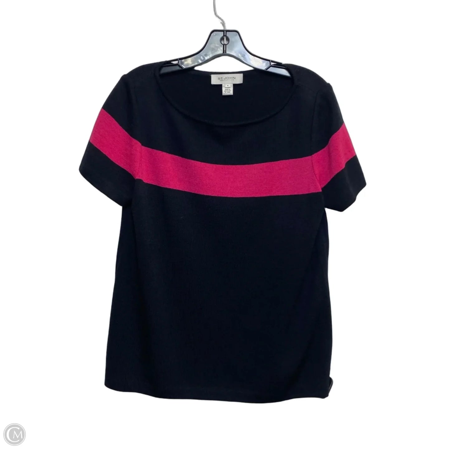 Top Short Sleeve Luxury Designer By St John Collection In Black & Pink, Size: M