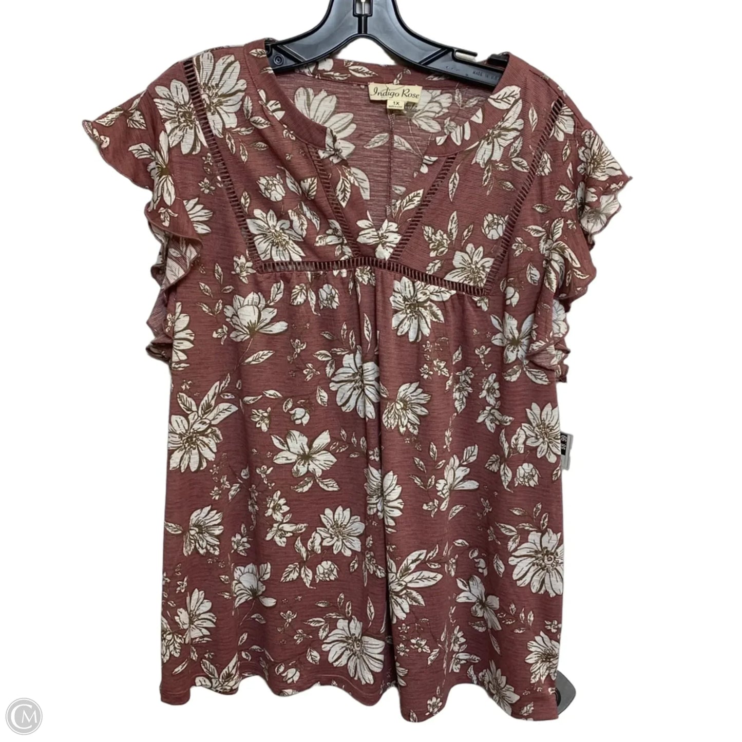 Top Sleeveless By Indigo Rose In Cream & Pink, Size: 1x