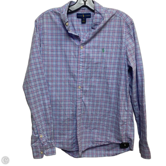 Top Long Sleeve By Polo Ralph Lauren In Blue & Pink, Size: Xl