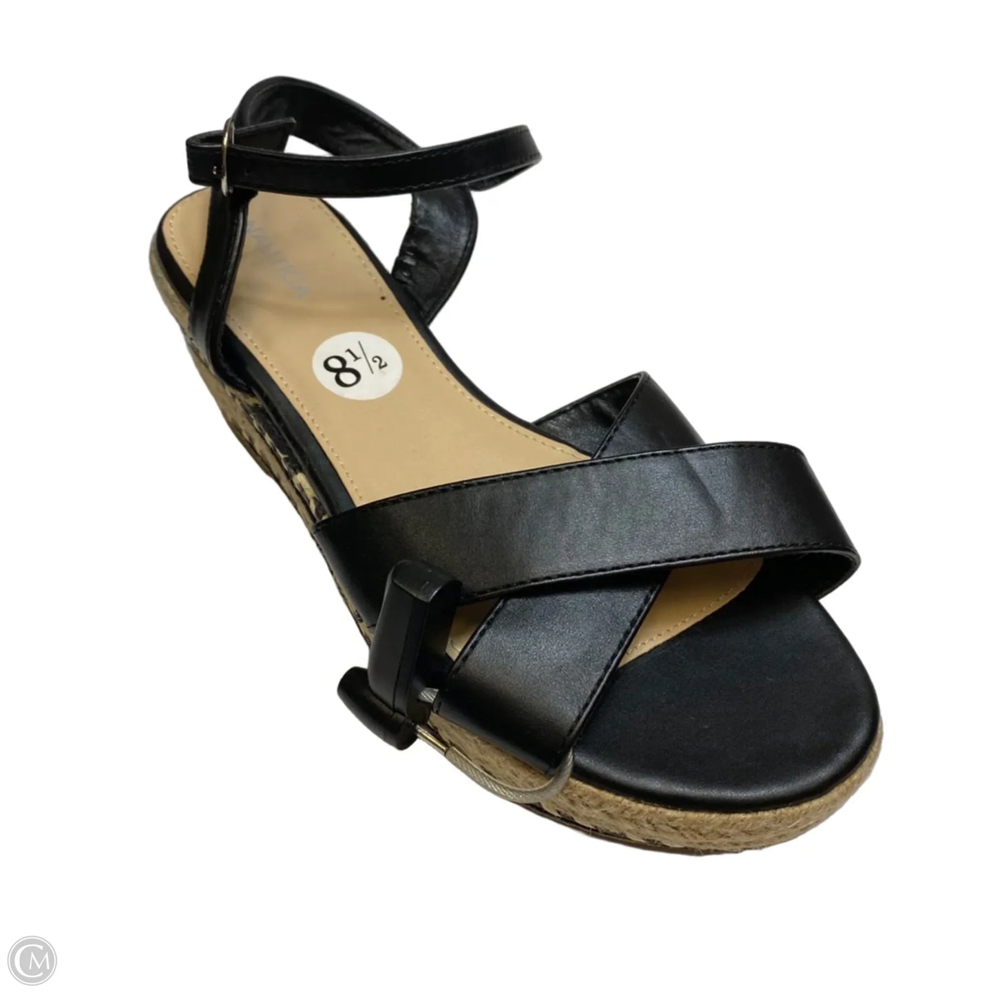 Sandals Heels Wedge By Nautica In Black & Tan, Size: 8.5