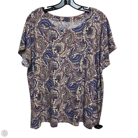 Top Short Sleeve By J. Jill In Cream & Purple, Size: Xl