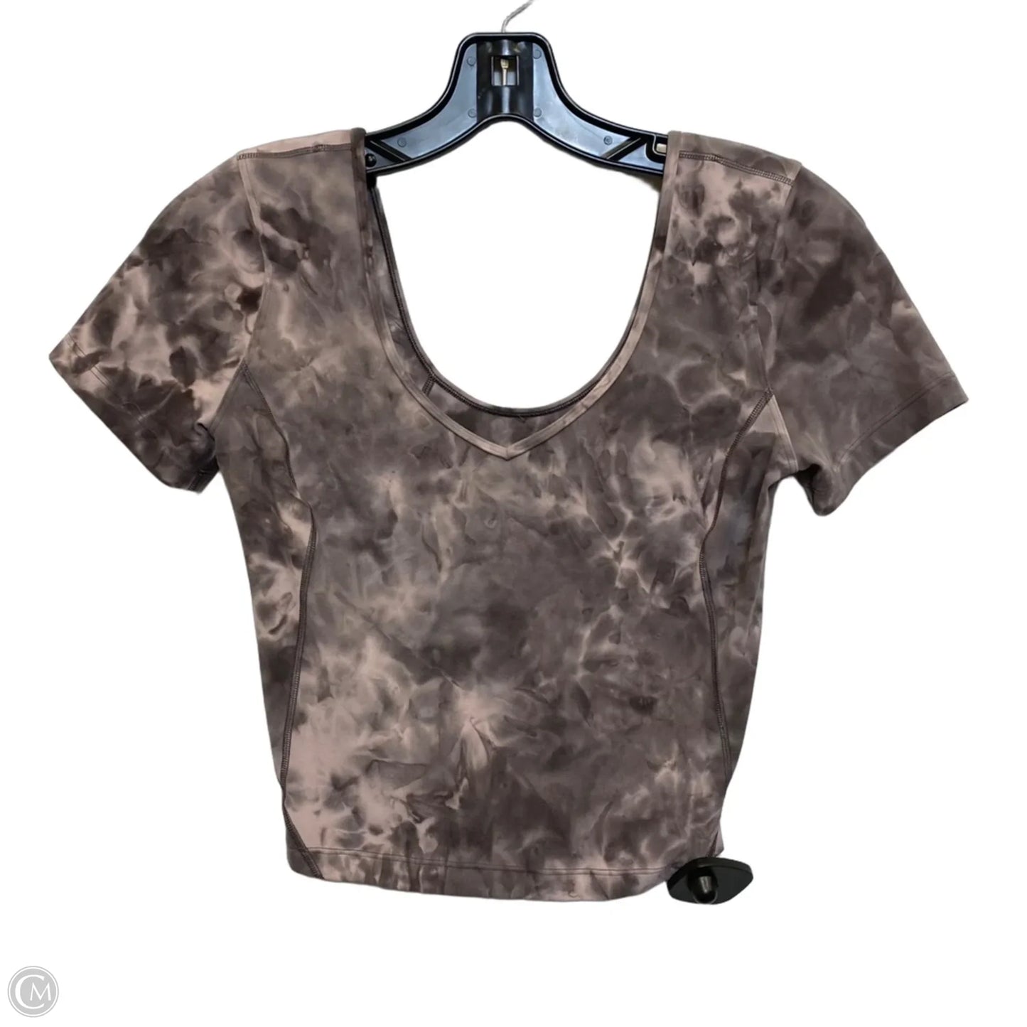 Athletic Top Short Sleeve By Lululemon In Grey, Size: S