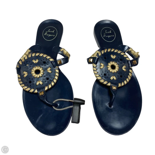 Sandals Designer By Jack Rogers In Blue & Gold, Size: 8