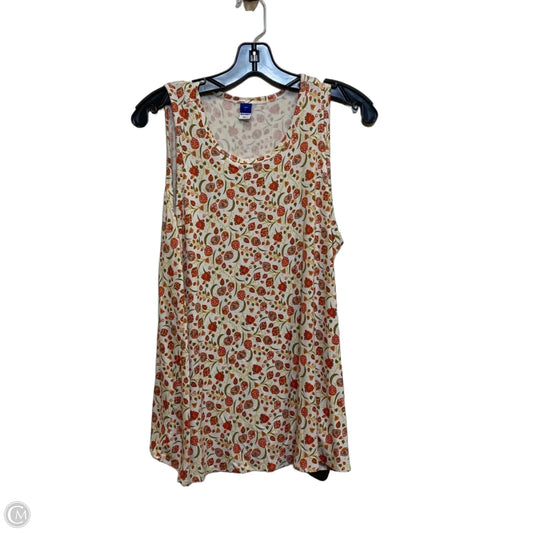 Top Sleeveless By Olga In Cream & Orange, Size: L