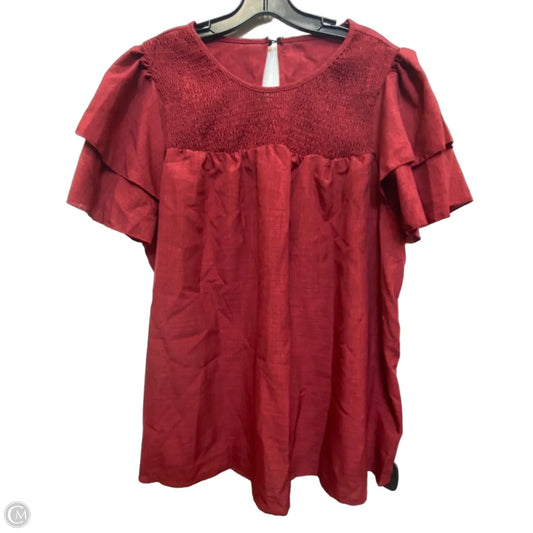 Top Short Sleeve By Shein In Red, Size: 3x