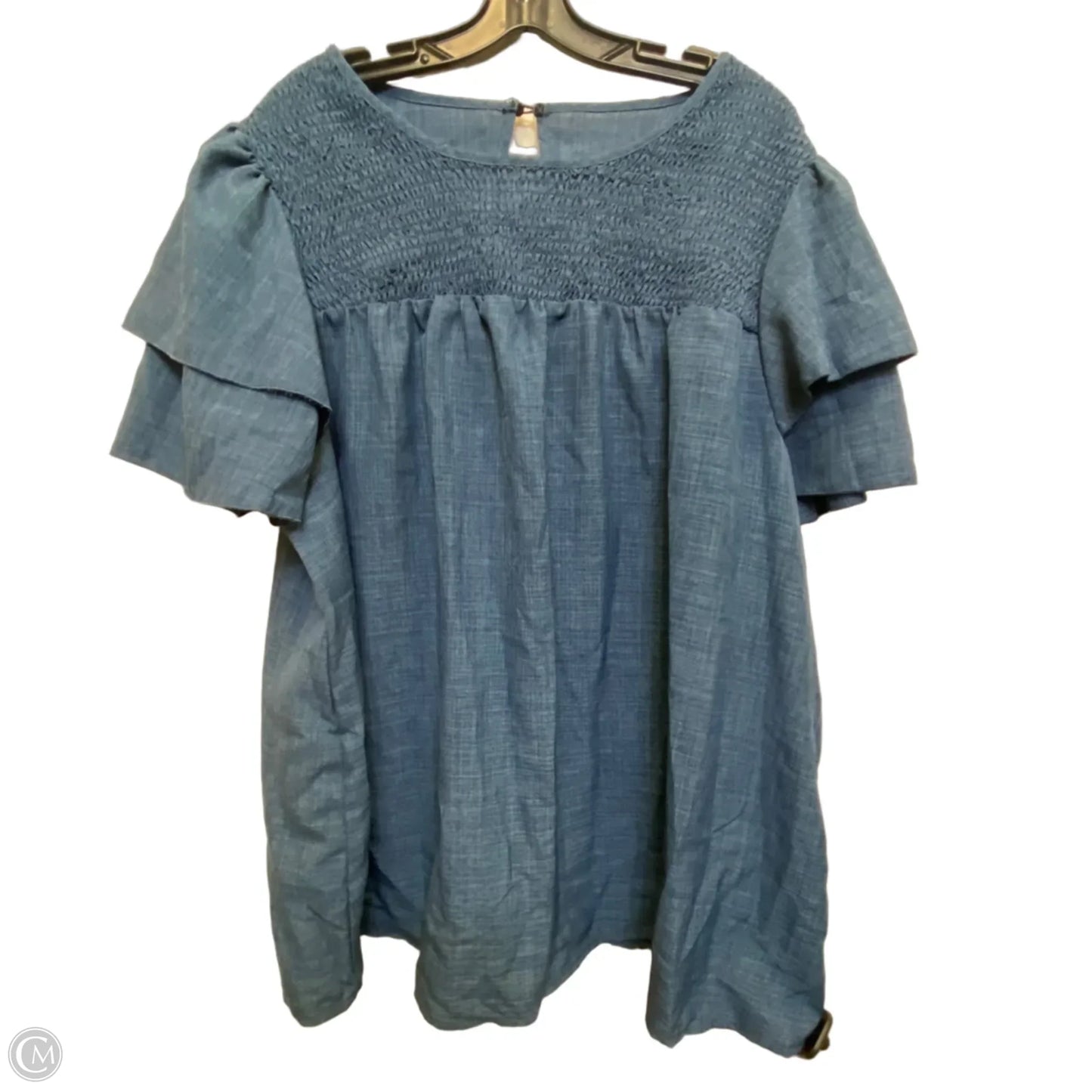 Top Short Sleeve By Shein In Blue, Size: 4x