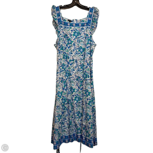 Dress Casual Midi By Talbots In Blue & White, Size: 1x