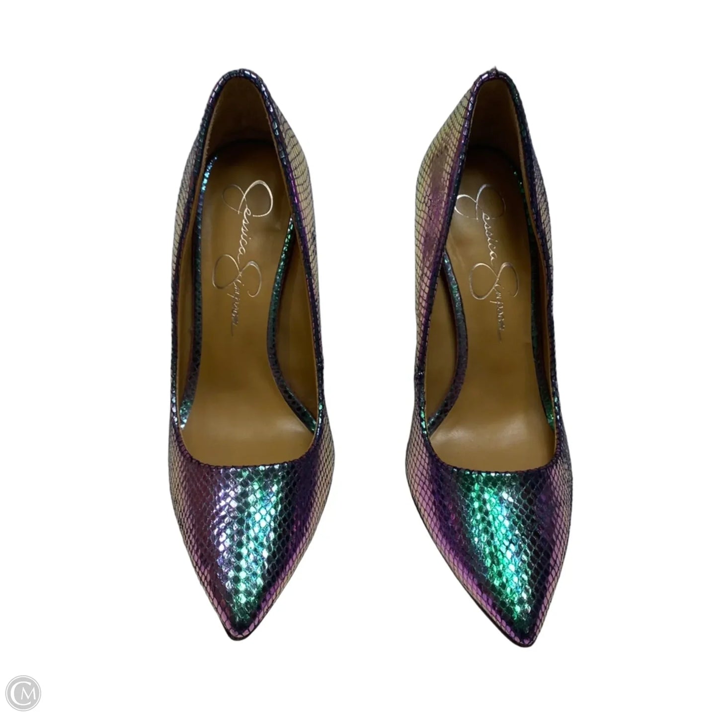 Shoes Heels Stiletto By Jessica Simpson In Green & Purple, Size: 7.5