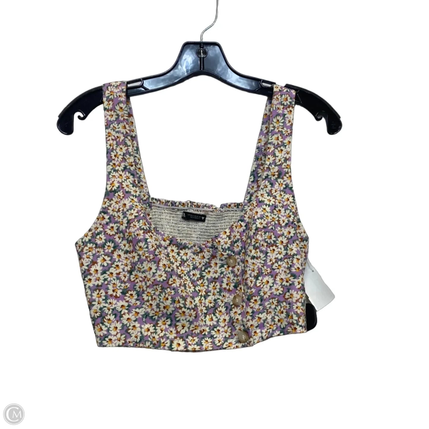Top Sleeveless By Zara In Cream & Purple, Size: M