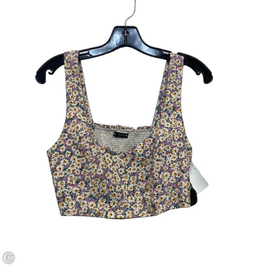 Top Sleeveless By Zara In Cream & Purple, Size: M