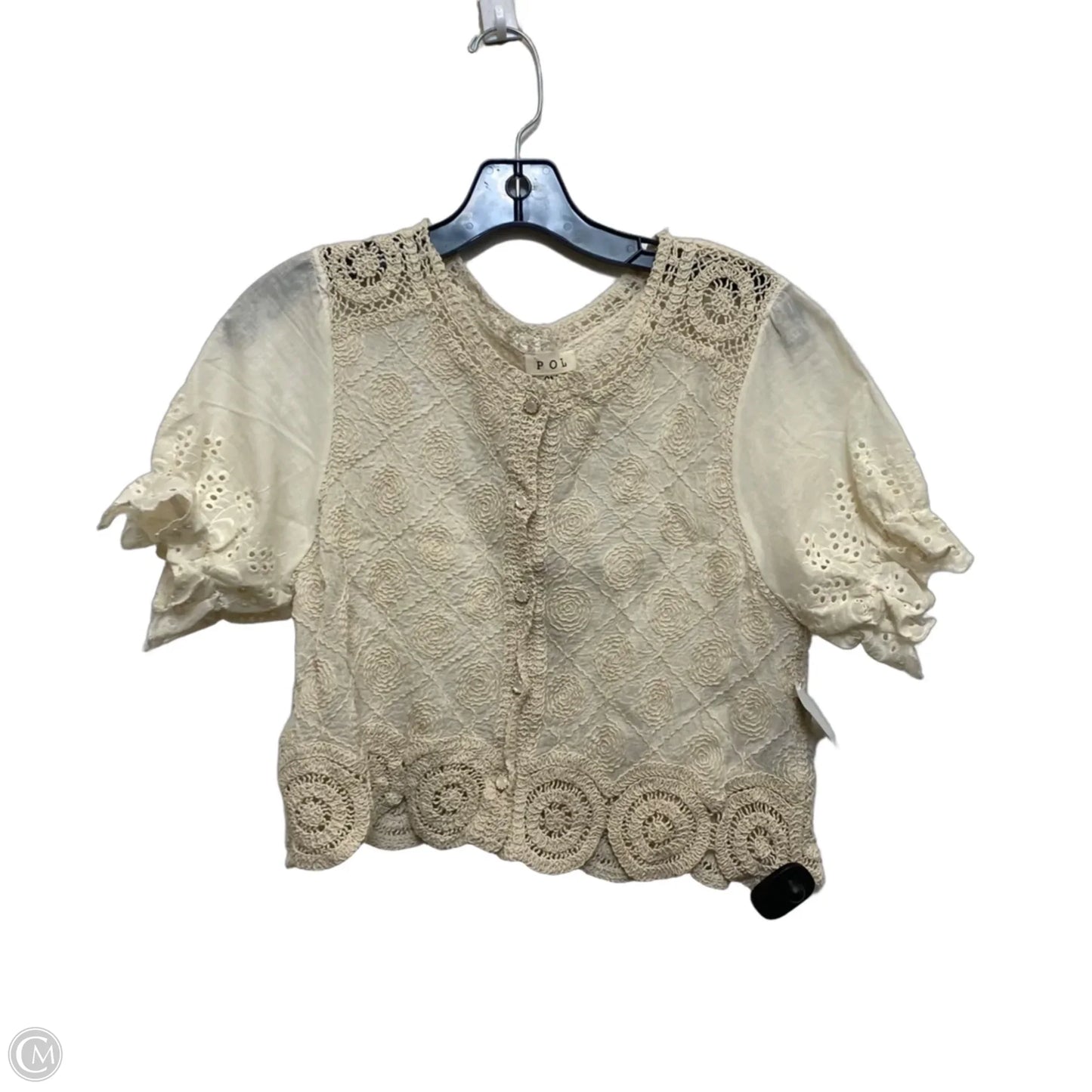 Top Short Sleeve By Pol In Tan, Size: Osfm