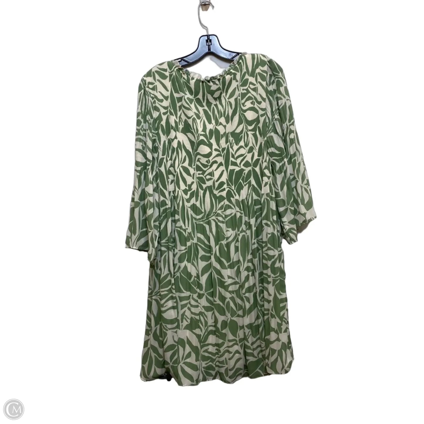 Dress Casual Short By Emma And Michele In Cream & Green, Size: 2x