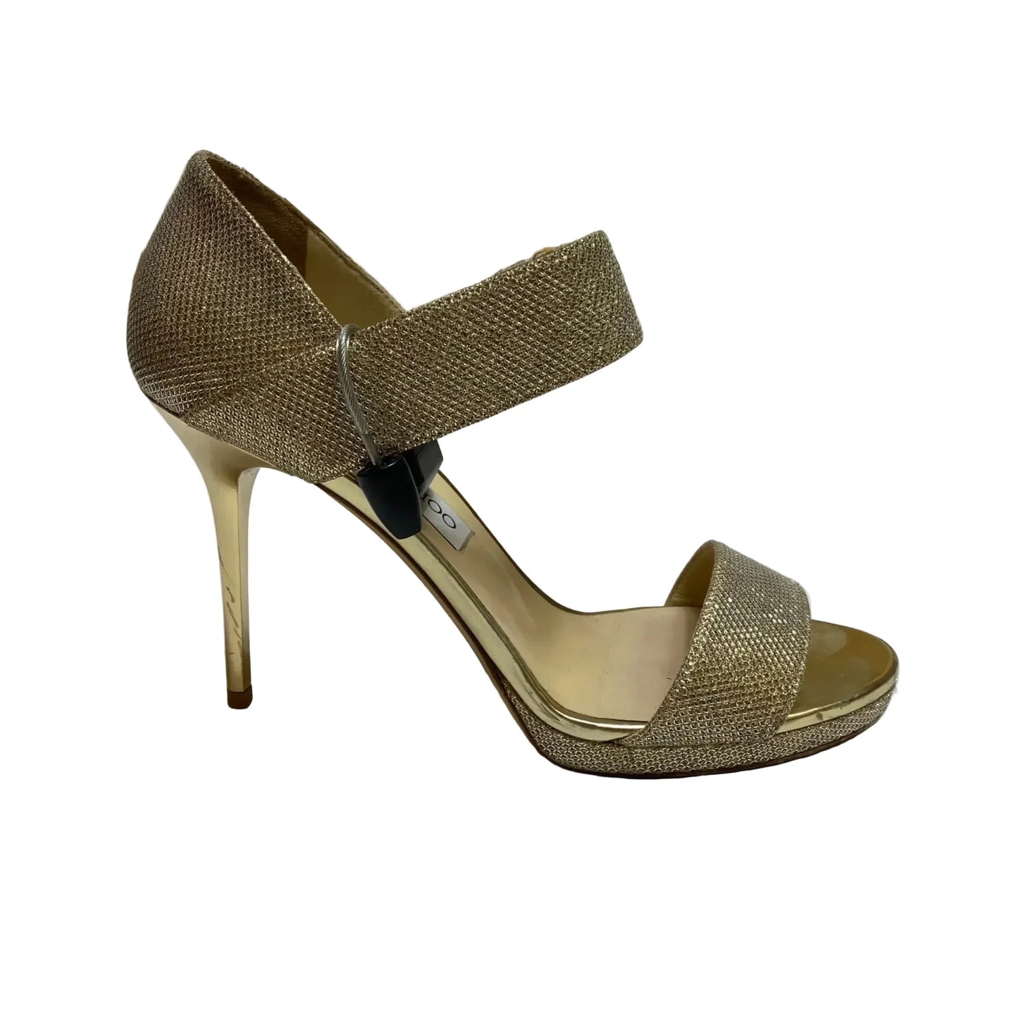 Sandals Luxury Designer By Jimmy Choo In Gold, Size: 10
