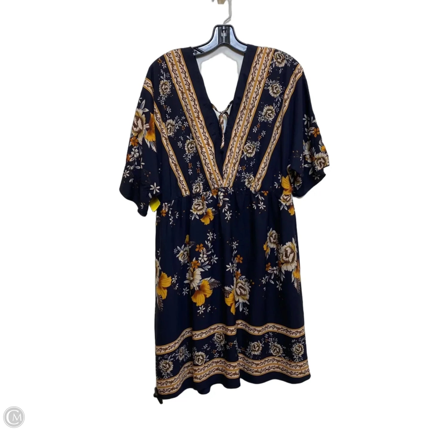 Dress Casual Short By Emery Rose In Blue & Orange, Size: 1x