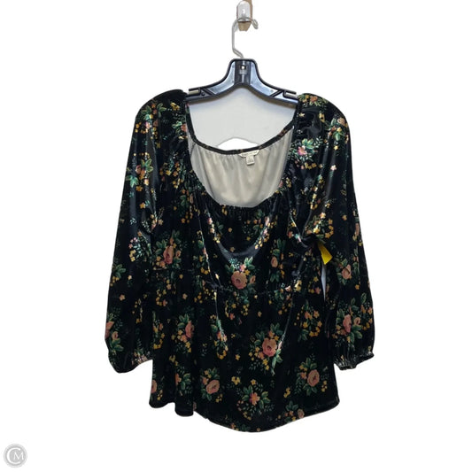 Top Long Sleeve By Cato In Black & Green, Size: L