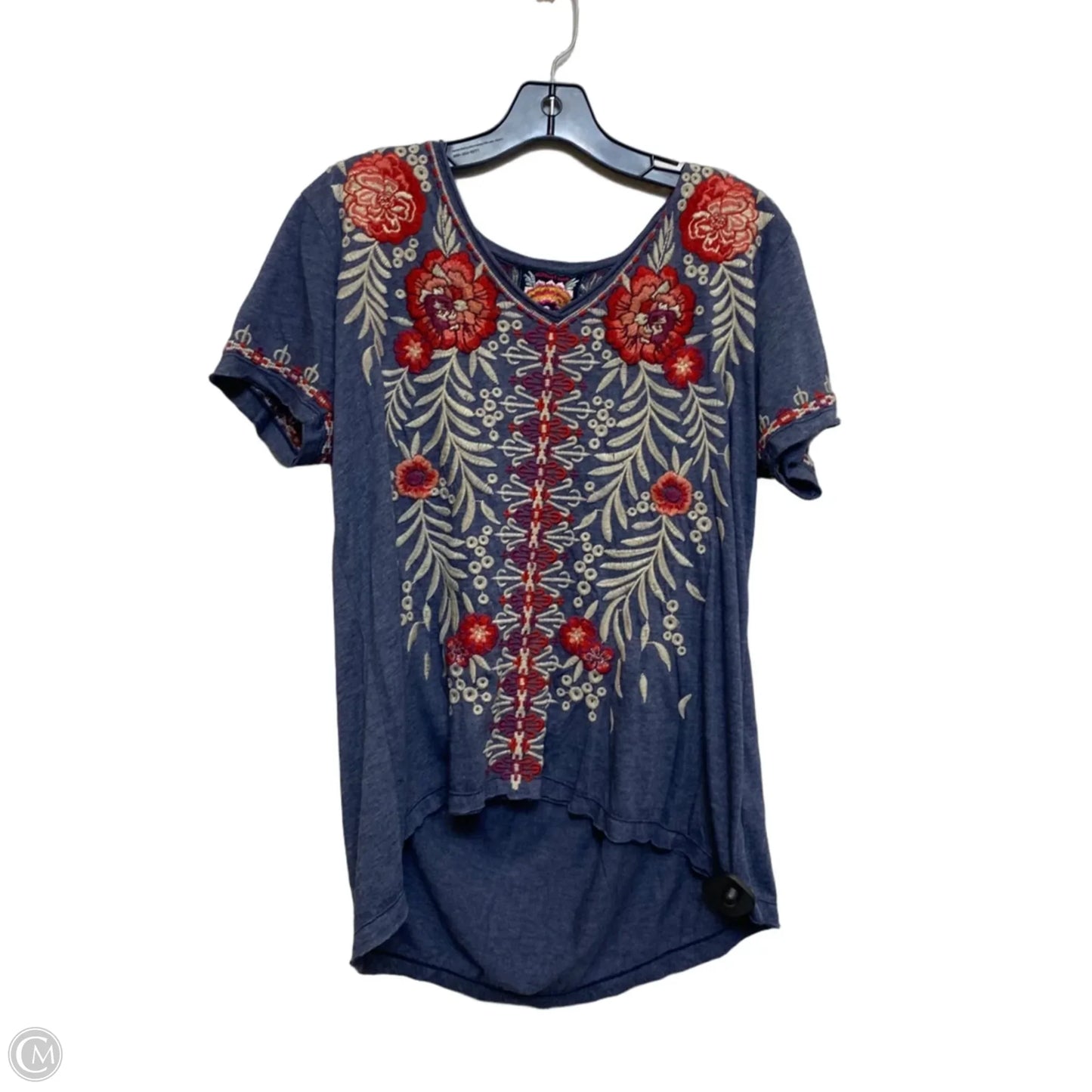 Top Short Sleeve Designer By Johnny Was In Blue, Size: M